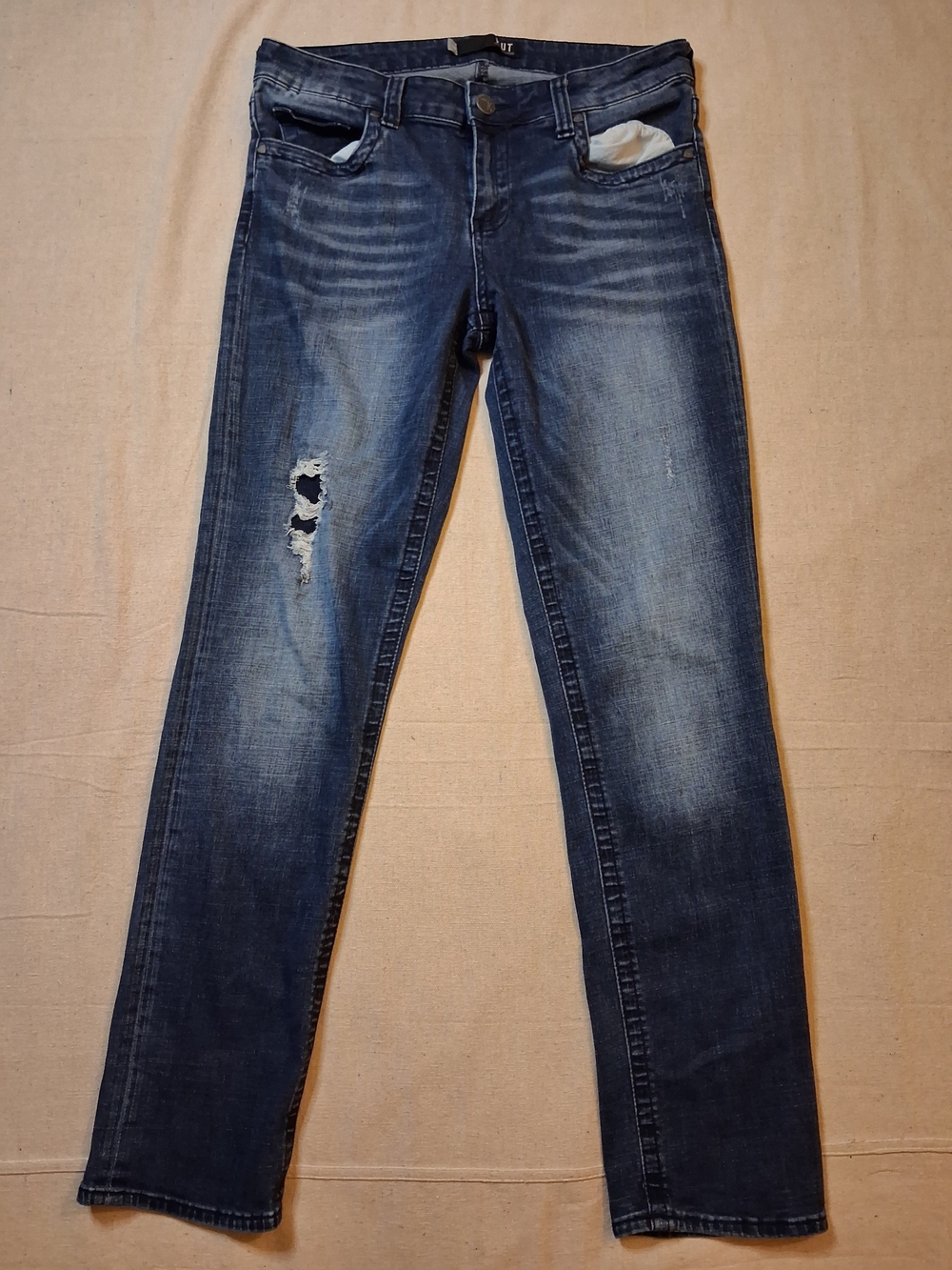 Kut from the Kloth Stevie Distressed Straight Leg Jeand Women's Size 10